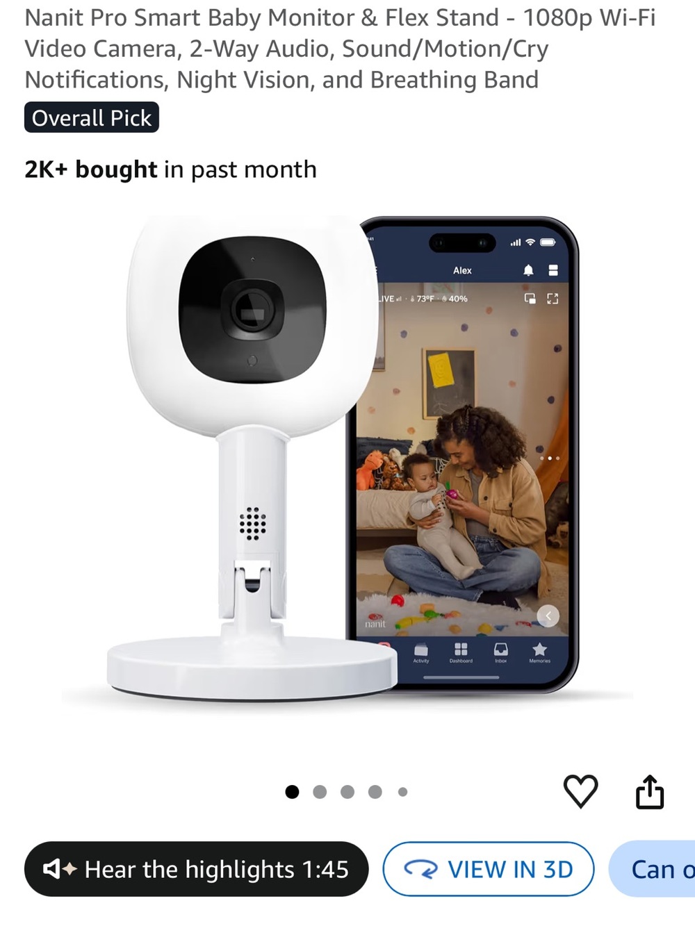 Nanit Pro Camera & Flex Stand Set
